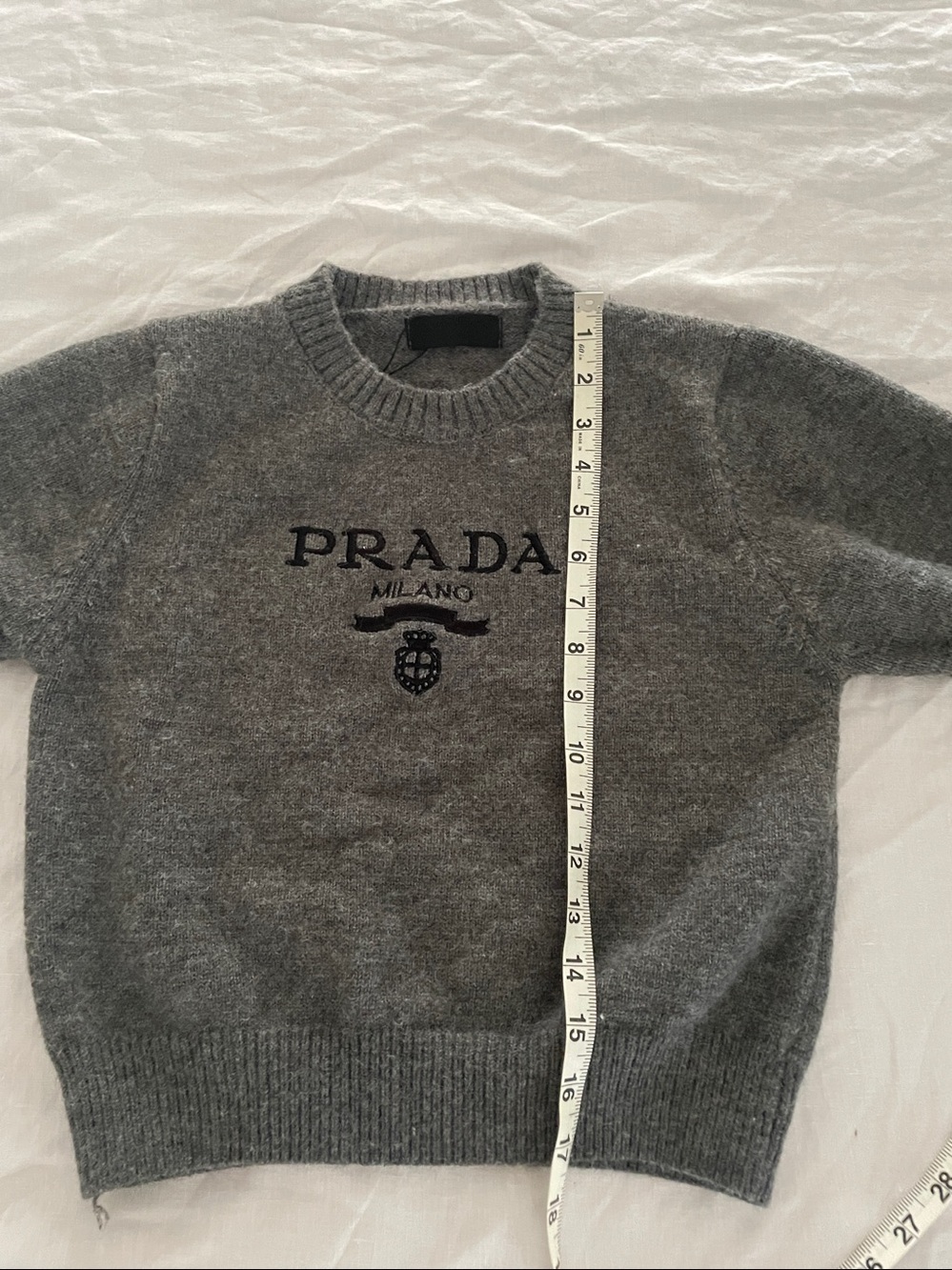 Designer inspired cropped sweater top dark gray wool mix fits XS S - Picture 4 of 5